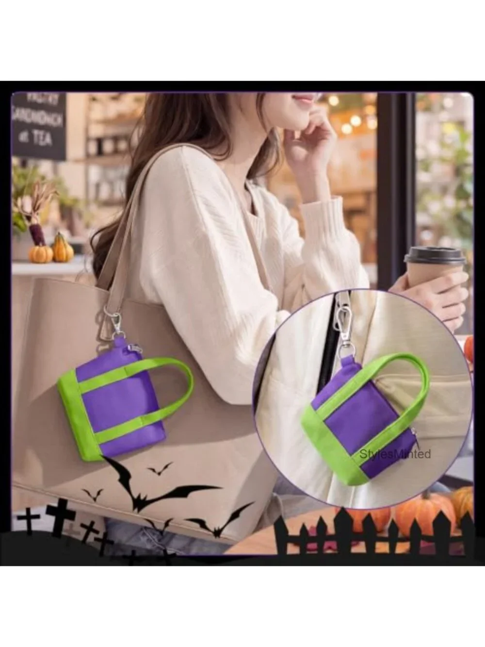 Mini Tote Bag Keychain Set Polyester Keychain Pouch Small Backpack Charm